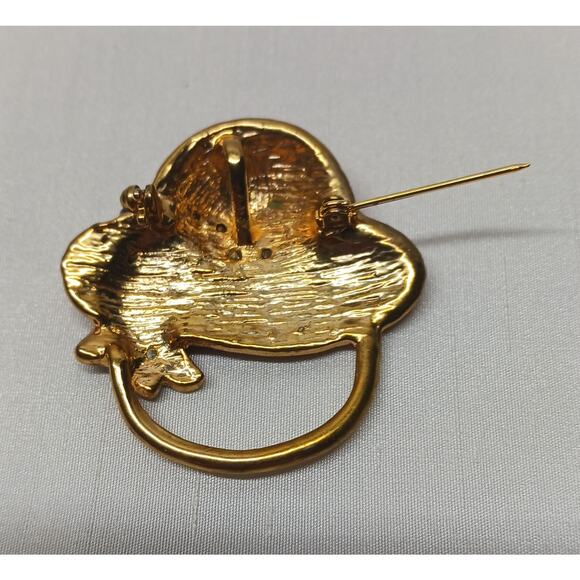 Red Hat Society Gold Tone Bonnet Brooch Pin/Pendant/Scarf Holder Combo - Picture 3 of 5